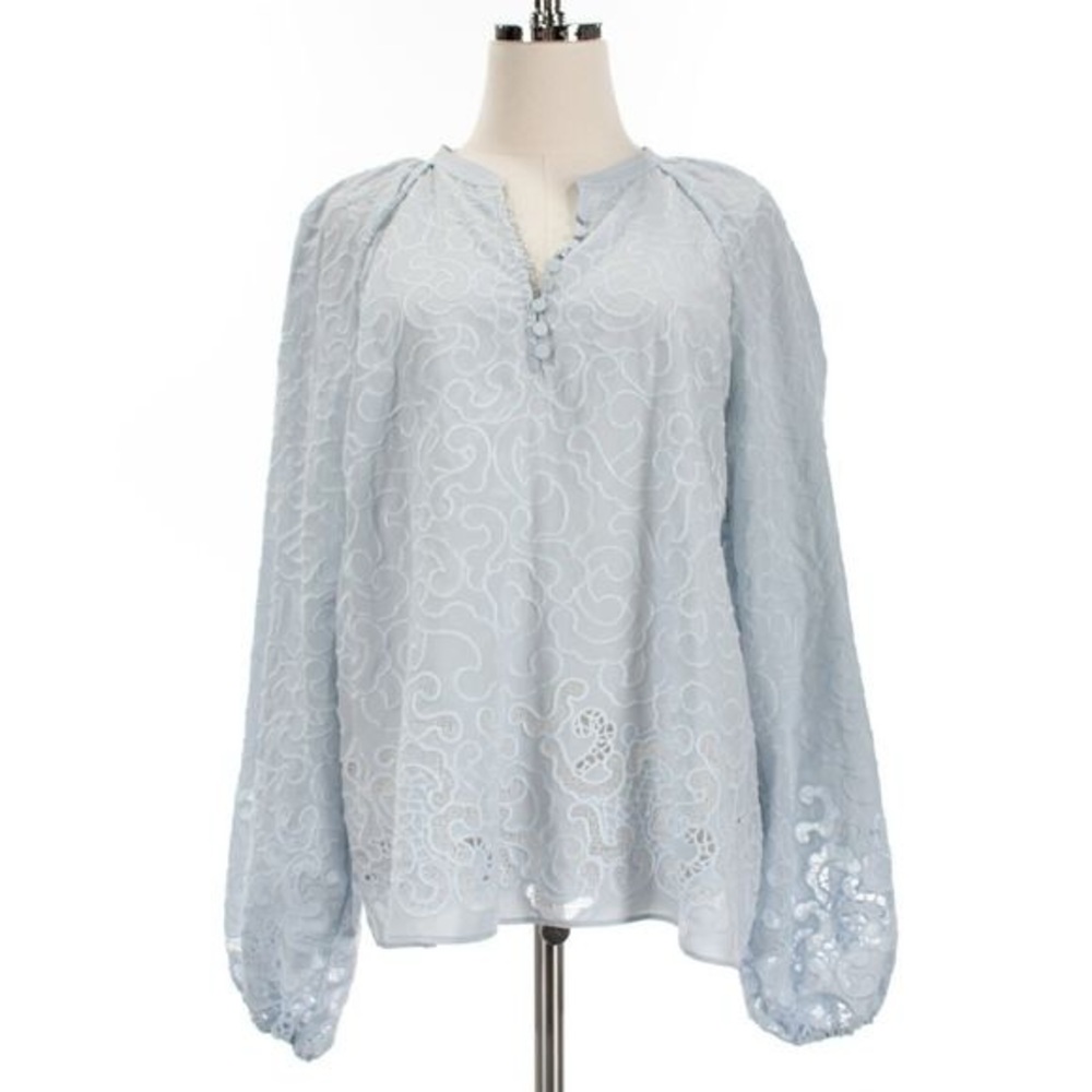 Jonathan Simkhai Light Blue Lace Blouse
